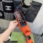 Gucci Heel 7.5cm Fabric sandals Orange with Allover GG crystal 2023