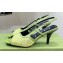 Gucci Heel 7.5cm Fabric sandals Green with Allover GG crystal 2023