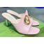 Gucci Heel 7cm Slide Sandals Leather Pink with Gold Interlocking G 2023