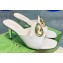 Gucci Heel 7cm Slide Sandals Leather White with Gold Interlocking G 2023