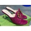 Gucci Heel 7cm Slide Sandals Suede Purple with Gold Interlocking G 2023