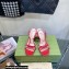 Gucci Heel 9cm Sandals Red with Bow and Gold Logo 2023