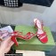 Gucci Heel 9cm Sandals Red with Bow and Gold Logo 2023
