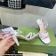 Gucci Heel 9cm Sandals White with Bow and Gold Logo 2023