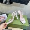 Gucci Heel 9cm Sandals White with Bow and Gold Logo 2023