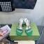 Gucci Heel 9cm Sandals Green with Bow and Gold Logo 2023