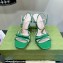 Gucci Heel 9cm Sandals Green with Bow and Gold Logo 2023