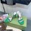 Gucci Heel 9cm Sandals Green with Bow and Gold Logo 2023