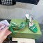 Gucci Heel 9cm Sandals Green with Bow and Gold Logo 2023