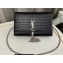 Saint Laurent kate medium chain bag with tassel in crocodile-embossed leather 354119 Black/Silver