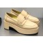 Chanel Heel CC Logo Platform Loafers Beige 2023