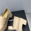 Chanel Heel CC Logo Platform Loafers Beige 2023