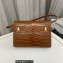 Saint Laurent manhattan small shoulder bag in crocodile-embossed leather 675626 Brown