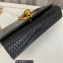 Saint Laurent kate small chain bag with tassel in crocodile-embossed shiny leather 474366 Black/Gold
