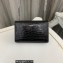 Saint Laurent kate small chain bag with tassel in crocodile-embossed shiny leather 474366 Black/Silver