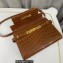 Saint Laurent manhattan small shoulder bag in crocodile-embossed leather 675626 Brown