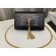 Saint Laurent kate medium chain bag with tassel in crocodile-embossed shiny leather 354119 Black/Gold
