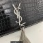 Saint Laurent kate medium chain bag with tassel in crocodile-embossed shiny leather 354119 Black/Silver