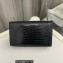 Saint Laurent kate medium chain bag with tassel in crocodile-embossed shiny leather 354119 Black/Silver