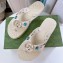 Cheap Sale Gucci Chevron Thong Sandals with Crystal Double G White