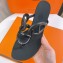 Cheap Sale Hermes Egerie Chaine D'ancre TPU Flip Flops Thongs Sandals Black