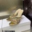 Dior Heel 9.5cm Gem Slides Multicolor in Cotton Metallic Thread Embroidery with Square Strass 2023