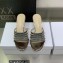 Dior Heel 7cm Gem Slides Silver in Cotton Metallic Thread Embroidery with Square Strass 2023
