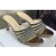 Dior Heel 7cm Gem Slides Silver in Cotton Metallic Thread Embroidery with Square Strass 2023