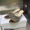 Dior Heel 7cm Gem Slides Silver in Cotton Metallic Thread Embroidery with Square Strass 2023