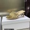 Dior Heel 7cm Gem Slides Gold in Cotton Metallic Thread Embroidery with Square Strass 2023