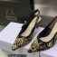 Dior Heel 6.5cm J'Adior Slingback Pumps in Black Cotton Embroidered with Dior Jardin d'Hiver Motif in Metallic Thread 2023