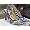 Dior Heel 9.5cm J'Adior Slingback Pumps in Blue Cotton Embroidered with Dior Jardin d'Hiver Motif 2023