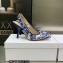 Dior Heel 9.5cm J'Adior Slingback Pumps in Blue Cotton Embroidered with Dior Jardin d'Hiver Motif 2023