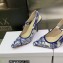 Dior Heel 9.5cm J'Adior Slingback Pumps in Blue Cotton Embroidered with Dior Jardin d'Hiver Motif 2023