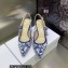 Dior Heel 6.5cm J'Adior Slingback Pumps in Blue Cotton Embroidered with Dior Jardin d'Hiver Motif 2023