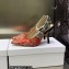 Dior Heel 9.5cm J'Adior Slingback Pumps in Red Brocart Embroidered Cotton with Gold-Tone Metallic Thread 2023