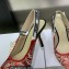 Dior Heel 9.5cm J'Adior Slingback Pumps in Red Brocart Embroidered Cotton with Gold-Tone Metallic Thread 2023