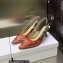 Dior Heel 6.5cm J'Adior Slingback Pumps in Red Brocart Embroidered Cotton with Gold-Tone Metallic Thread 2023