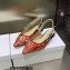 Dior J'Adior Slingback Ballerina Flats in Red Brocart Embroidered Cotton with Gold-Tone Metallic Thread 2023
