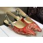 Dior J'Adior Slingback Ballerina Flats in Red Brocart Embroidered Cotton with Gold-Tone Metallic Thread 2023