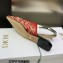 Dior J'Adior Slingback Ballerina Flats in Red Brocart Embroidered Cotton with Gold-Tone Metallic Thread 2023
