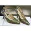 Dior Heel 6.5cm J'Adior Slingback Pumps in Green Brocart Embroidered Cotton with Gold-Tone Metallic Thread 2023