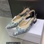 Dior J'Adior Slingback Ballerina Flats in Blue Brocart Embroidered Cotton with Gold-Tone Metallic Thread 2023
