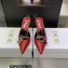 Dior Heel 8.5cm Chain and Star Pointed Toe Mules Red 2023