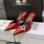 Dior Heel 8.5cm Chain and Star Pointed Toe Mules Red 2023
