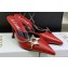 Dior Heel 8.5cm Chain and Star Pointed Toe Mules Red 2023
