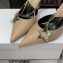 Dior Heel 8.5cm Chain and Star Pointed Toe Mules Beige 2023