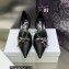 Dior Heel 8.5cm Chain and Star Pointed Toe Pumps Black 2023