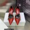 Dior Heel 8.5cm Chain and Star Pointed Toe Pumps Red 2023