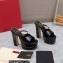 Valentino Heel 15.5cm platform 4cm Tan-Go Slides in patent leather Black 2023